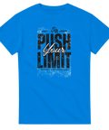 Blå t-shirt med grafiskt Push Your Limit tryck – gymkläder för herrar