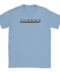 Stengrå t-shirt med satirisk textdesign i tredimensionella pixlar