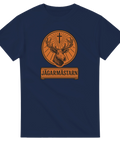 Marinblå t-shirt med orange Jägarmästarn tryck – grafisk älgillustration