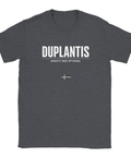 Mörkgrå melerad t-shirt med kaxig textdesign och svensk flagga
