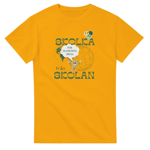 humortröja Skolka från skolan gul t-shirt med lekfull design