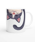 Mugg med katt som pratar och skrattar, rolig design