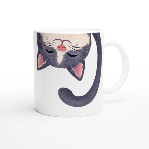 Mugg med katt som pratar och skrattar, rolig design