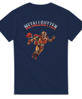 Retro parodi-tryck av en flygande robot-superhjälte – marinblå t-shirt