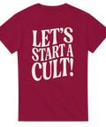 Bourgognefärgad t-shirt med grafiskt humortryck och kraftfull typografi