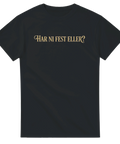 Retro citat-tryck med texten Har ni fest eller? på svart bakgrund