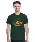 Ananasfrukt med text "Jag älskar ANANANANANAS" på mörkgrön t-shirt.