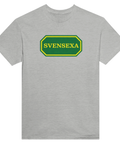 Gråmelerad t-shirt med centrerat Svensexa-tryck i retrostil