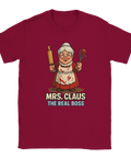 T-shirt jul – Mrs Claus The Real Boss rolig jultröja i röd