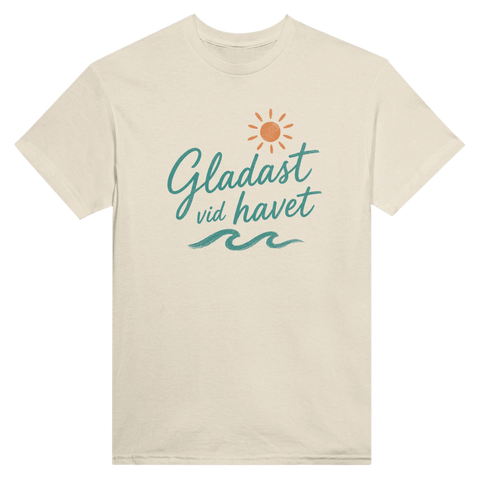Minimalistisk illustration av kustliv och sommar – vintage t-shirt