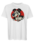 Vit t-shirt med kaxig hundillustration i klassisk retrostil