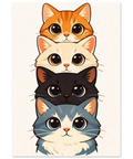 Fyra katter staplade på varandra – minimalistisk grafisk kattposter