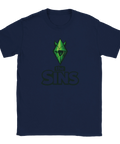 Marinblå t-shirt med grafiskt statement-tryck inspirerat av digital nostalgi
