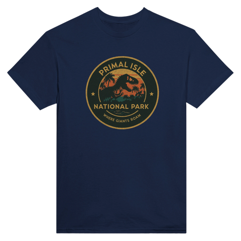 Klassiskt park-emblem med texten Where Giants Roam – grafisk t-shirt