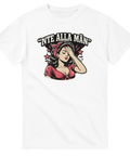 Retro pin-up illustration med facepalm och texten Inte alla män på vit t-shirt