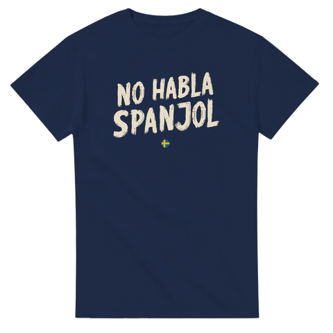 Sarkastiskt motiv med sliten typografi för svenska turister – grafisk t-shirt