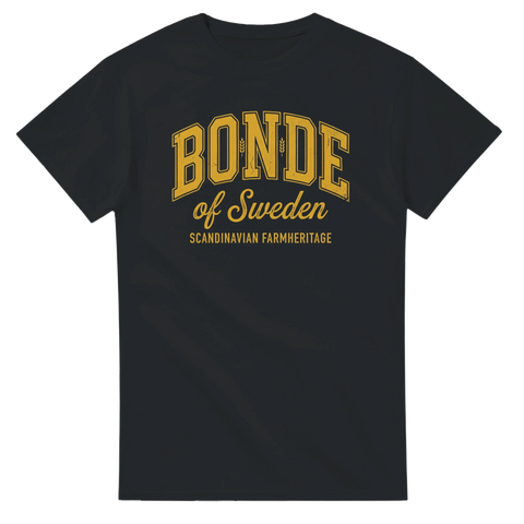 Varsity-inspirerat tryck med texten Bonde of Sweden – retro t-shirt