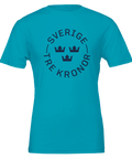 Turkos t-shirt med stilrent marintryck av de ikoniska tre kronorna