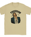 Sandfärgad t-shirt med rå och emotionell illustration av frihet