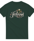 T-shirt med texten Förlovad, en förlovningsring och små hjärtan