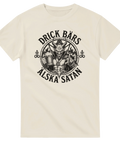 Grafiskt motiv av hornprydd figur som dricker öl – t-shirt för metal-fans