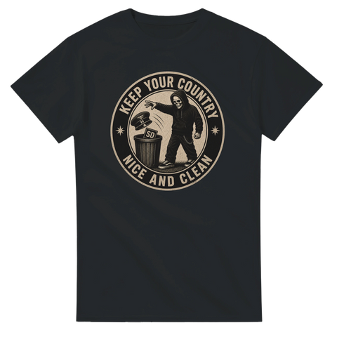 Politisk illustration av skelett som slänger SD-symbol i papperskorgen – antifascist t-shirt
