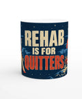 Retro citat-tryck Rehab is for quitters i vintage affischstil på vit mugg
