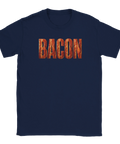 Humoristisk t-shirt med textdesign inspirerad av nystekt bacon