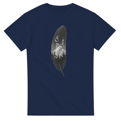 Texten "Dancing on my own" i retrostil på t-shirt
