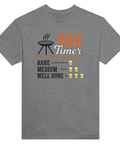 Mörkgrå t-shirt med roligt citat om att grilla kött och dricka öl