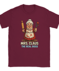 T-shirt jul med tryck – Mrs Claus The Real Boss - Tomtemor