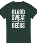 Grafisk illustration med texten Blood Sweat & Beers – t-shirt för festival och fest