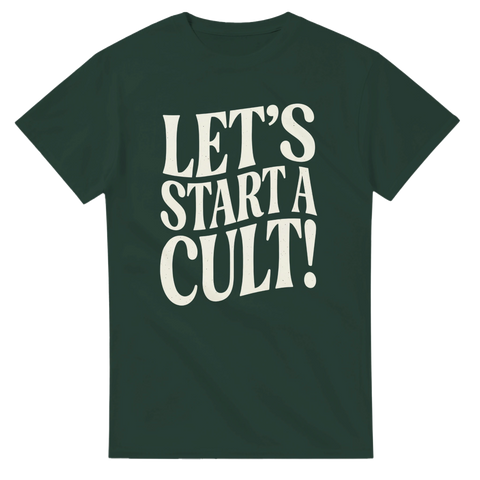 Mörkgrön t-shirt med statement-design och ironiskt budskap