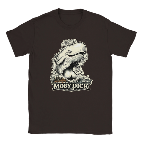 Retroinspirerad vintagedesign med den vita valen på mörkbrun t-shirt