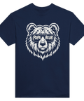 Marinblå t-shirt med björnmotiv och texten Papa Bear
