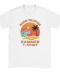 Retro sommar-motiv med palm och vågor – grafiskt tryck på vit t-shirt