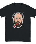 Humoristisk t-shirt med grafiskt motiv föreställande en intensiv kräftätare
