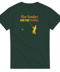 t-shirt för sportfiskare Sundays for Fishing grafiskt tryck gul på grön