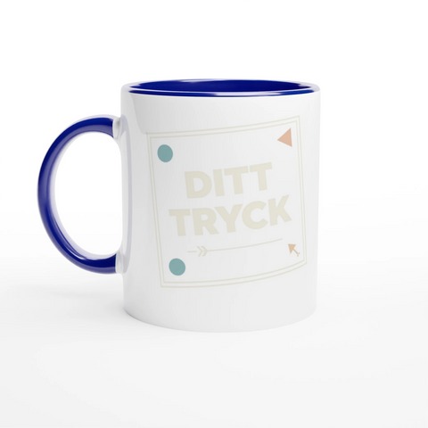 Kundanpassad kaffemugg med blå insida och handtag – keramisk design