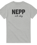 Minimalistiskt texttryck Nepp inte idag på ljusgrå melerad t-shirt