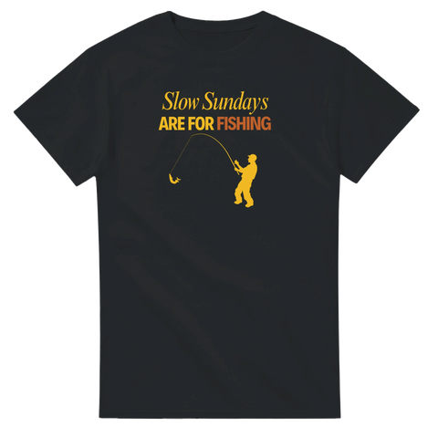 rolig fisketröja Sundays for Fishing svart t-shirt med fiskare