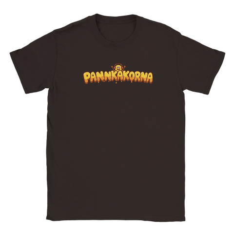 Mörkbrun t-shirt med officiellt Pannkakorna-tryck för fans