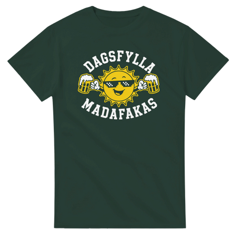 Tecknat motiv med en festglad sol och bärs – t-shirt med attityd