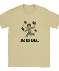 Beigefärgad t-shirt med ironisk design om prokrastinering och brutna löften