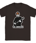 Brun t-shirt med grafiskt stenciltryck av Ed Sheeran med gitarr