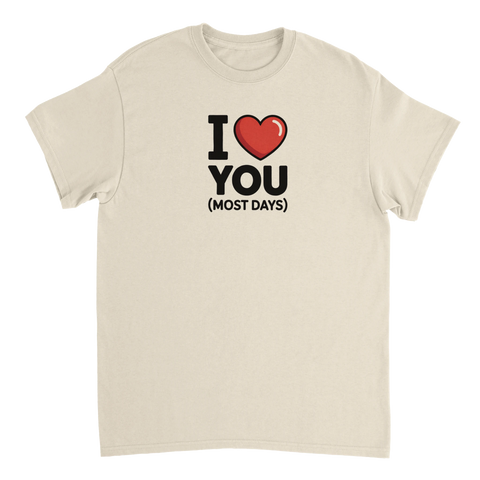 Sandfärgad t-shirt med textbaserad design för par med humor