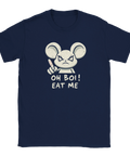 Mörkt marinblå t-shirt med provokativ meme-design och kaxig attityd