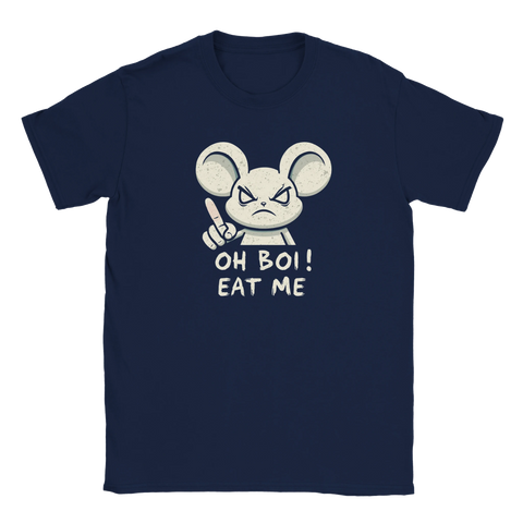 Mörkt marinblå t-shirt med provokativ meme-design och kaxig attityd