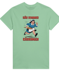 Humoristiskt motiv av en arg tant med kavel – mintgrön t-shirt för dam