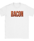 T-shirt med aptitretande bacon-illustration i form av fet typografi